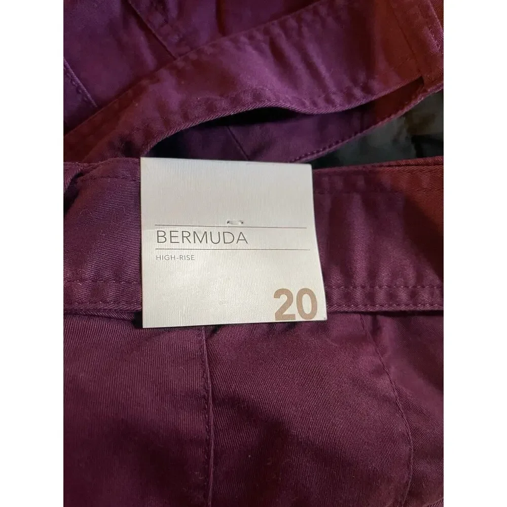 Lane Bryant Bermuda Purple Belted Shorts Pockets NWT size 20 - Picture 9 of 12